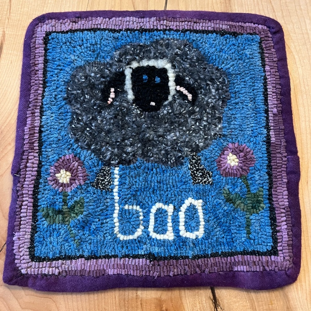 “Baa” sheep hooked wall hanging
